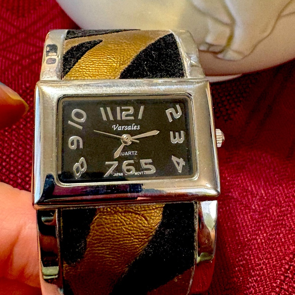 W3 Tiger print clamper style watch
